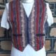 Vest, 1960's, Indian cotton, batik/black, size M-L