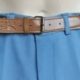 Belt, 1970's, canvas/leather, brown/blue stripes, size S-M