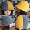 1970's 'Jockey' style suede hat, mustard/slate, by 'Eldee of Sydney', size 54cm