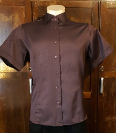 Fitted Shirt, Short Sleeves, Plum, poly/cotton, bespoke by 'HiMark Martin Tailors', size XL-2XL