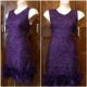 1960's, Lurex Evening Dress, Faux Fur Trim, purple, stretch polyester, size 10-12