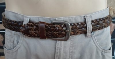 Vintage, Plaited Leather Belt, Made in India, size adjustable to fit S, M or L