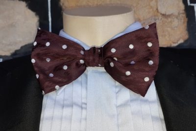 Vintage Bow Tie, Maroon & White polka-dot, USA, polyester