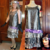 Roaring Twenties inspired dress, Polyester/metallic, Silver, handmade, size 8