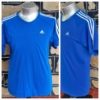 'Adidas', Men's V-neck Tee, blue/white, 3 stripes, cotton, '', size M