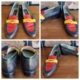 1950's Loafers, Leather snakeskin, Navy/red/yellow, by 'Taranto Internationale', size 9.5