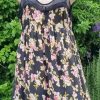Handkerchief Hem, A-line Summer Dress, Black floral, Viscose, by 'Fate' size 12 - Image 4