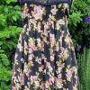 Handkerchief Hem, A-line Summer Dress, Black floral, Viscose, by 'Fate' size 12 - Image 3