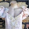 1980's Prom Dress, pink, Damask, USA, by 'Betsy & Adam', size 12, plus Hair Bow - Image 3