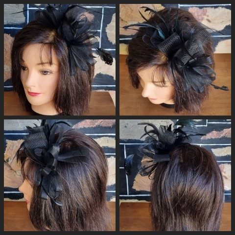 Headband, Black Feathers with bow.