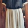1980's, Georgette Blouson Dress, Black/Cream, by 'Stiches Plus Australia', size 12 - Image 2