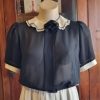 1980's, Georgette Blouson Dress, Black/Cream, by 'Stiches Plus Australia', size 12 - Image 3