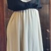 1980's, Georgette Blouson Dress, Black/Cream, by 'Stiches Plus Australia', size 12 - Image 5