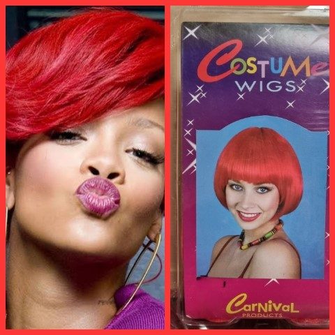 Wig, Red Bob, 'Rhianna', new, from 'Carnival Products'