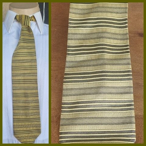 Vintage Tie, Mustard/olive, Silk, by 'River of Silk'