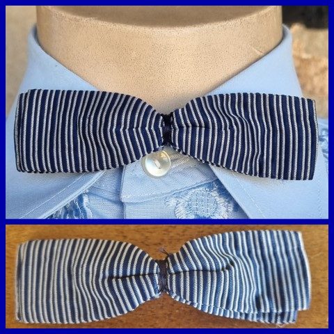 1940's Vintage Bow Tie, Navy/cream, silk, Made in Australia
