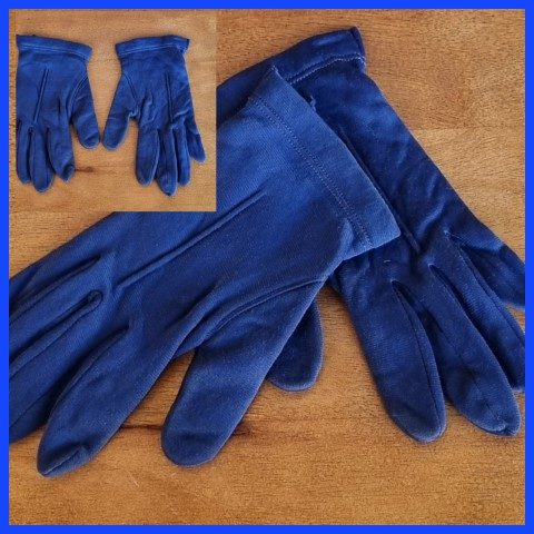 Vintage Gloves, Navy, Rayon, Fleece Lined, Made in Germany, size 7