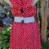 1970's, Sleeveless Dress with Stretchy belt, Red/white, cotton, by 'Target', size 16 - Image 7