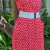1970's, Sleeveless Dress with Stretchy belt, Red/white, cotton, by 'Target', size 16 - Image 3