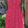 1970's, Sleeveless Dress with Stretchy belt, Red/white, cotton, by 'Target', size 16 - Image 4