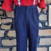 1930's-1940's, Vintage Pinstriped Trousers, Navy, Gaberdine, size 38", with braces & bowtie - Image 6