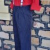 1930's-1940's, Vintage Pinstriped Trousers, Navy, Gaberdine, size 38", with braces & bowtie - Image 7