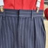 1930's-1940's, Vintage Pinstriped Trousers, Navy, Gaberdine, size 38", with braces & bowtie - Image 9