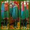 Indian Salwar Kameez, Tunic Dress, pants & Shawl, Made in Fiji, Green/red, silk/nylon/polyester, size 14