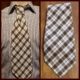 1970's Wide Tie, Brown/white checked, cotton, by 'Rembrandt of Australia'