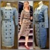 1940's Inspired Pencil dress, Grey checked, by 'Sheen of London', polyester, size M