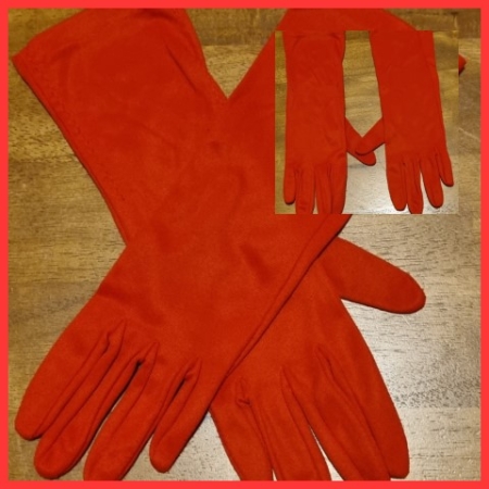 Vintage Gloves, Red, 3/4 length, Nylon, by 'Dents of Australia', size 7.5