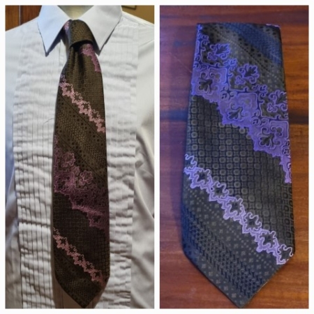 Vintage 1970's Wide Tie, Purple/lavender Paisley, by 'Rembrandt', polyester