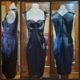 1980's Evening Dress, Black Satin Polyester, by 'Razak', size 10-12