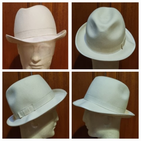 Fedora, Wool, Cream, by 'Avenel Hats of Melbourne', size S, 57cm