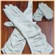 Vintage 3/4 length Gloves with rouching, beige, nylon, size 7