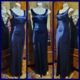 1990's Gown, Midnight blue, polyester satin, by 'Cheryl T. for Hotline', size 10