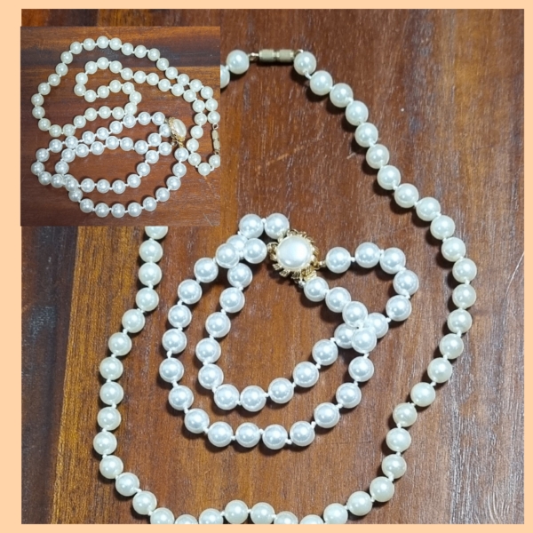 Vintage, Pearl Shell Based/gold plated, Necklace & Bracelet Set