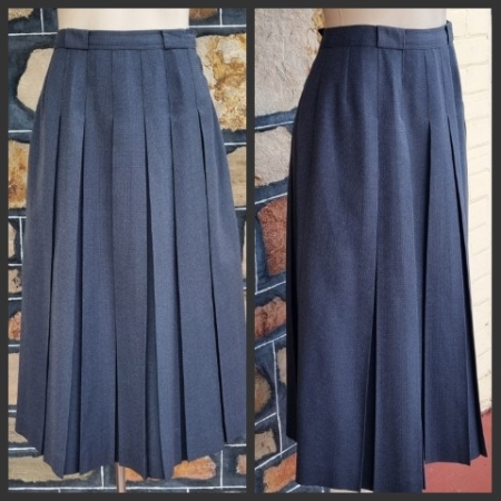 1960's Wool Box Pleat Skirt, dark grey, by 'Happy Garment', size 12