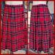 1960's, Tartan Wool Kilt, red, handmade, size S