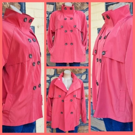 1980's Rain Jacket, by 'Katies', Watermelon, polyester, size 18