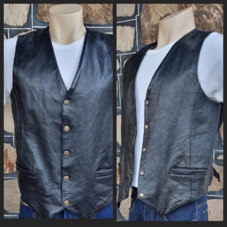 Leather Waistcoat, Black, by 'Wilsons', size L, imported from the USA