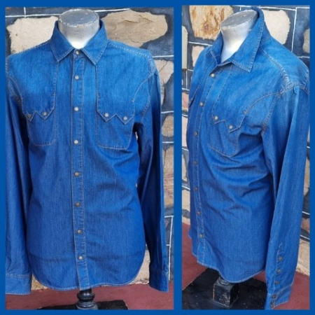 R.M. Williams, Classic Studded Chambray Denim Shirt, size XXL