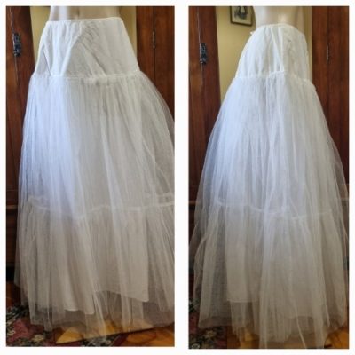 Vintage, Floor Length Petticoat, cotton & tule, white, by 'Grace Elliot', size M