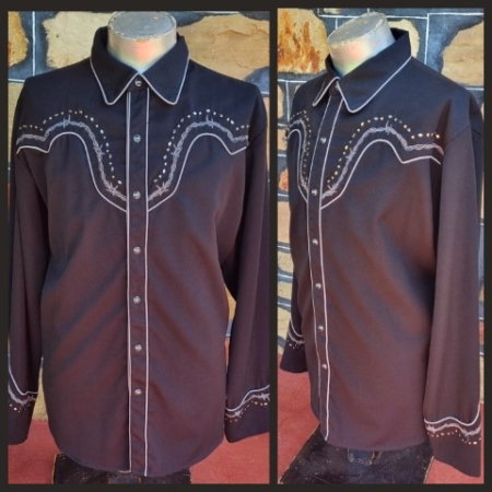 Western Shirt, Black, Polyester/rayon, by 'Scully', size XL-XXL