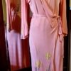 1920's, Original Ladies Dressing Gown, Apricot, Daffodil appliqué, rayon/crepe, size XS - Image 2