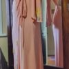 1920's, Original Ladies Dressing Gown, Apricot, Daffodil appliqué, rayon/crepe, size XS - Image 3