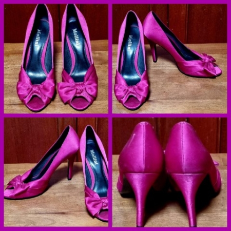 Peep-toe shoes, by 'Mollini', Hot Pink Satin, size 38