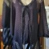 Long Line Cardigan, polyester fishnet, & singlet, black, size L, by 'One from the Heart' - Image 2