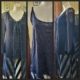 Long Line Cardigan, polyester fishnet, & singlet, black, size L, by 'One from the Heart'