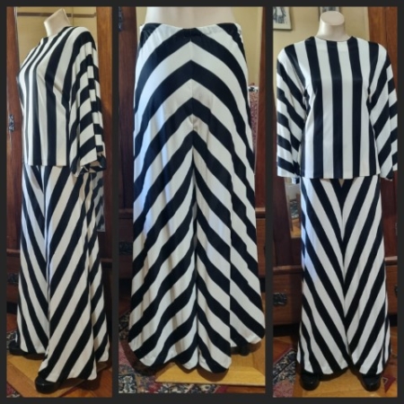 1970's, Pant Suit, Black/cream, polyester, by 'Mark Warren', size M